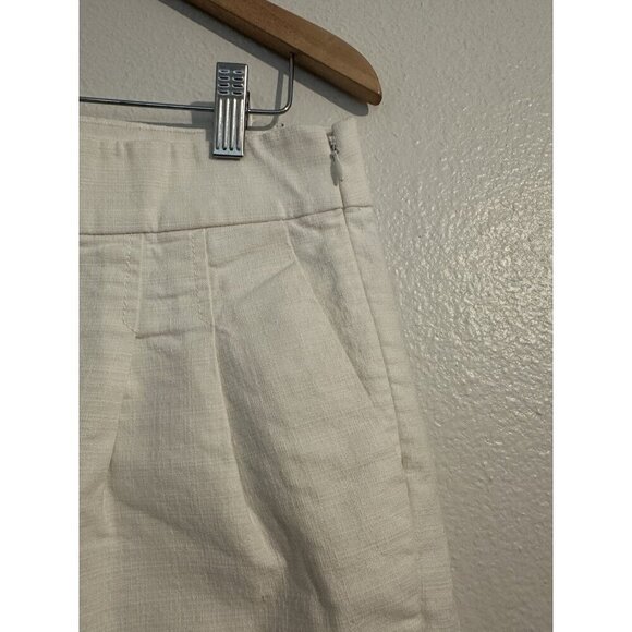 J crew Women’s White Flat Front Pleated Shorts Side Zip Lined With Pockets Sz 10 - Picture 5 of 11